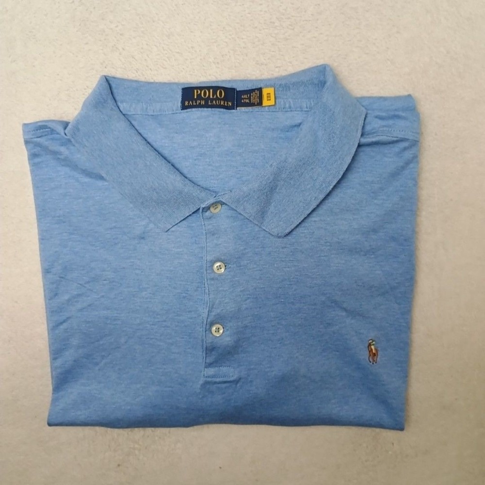 Polo Ralph Lauren Polo Shirt Mens 4XLT Tall Blue Classic Cotton Jersey Pony Work